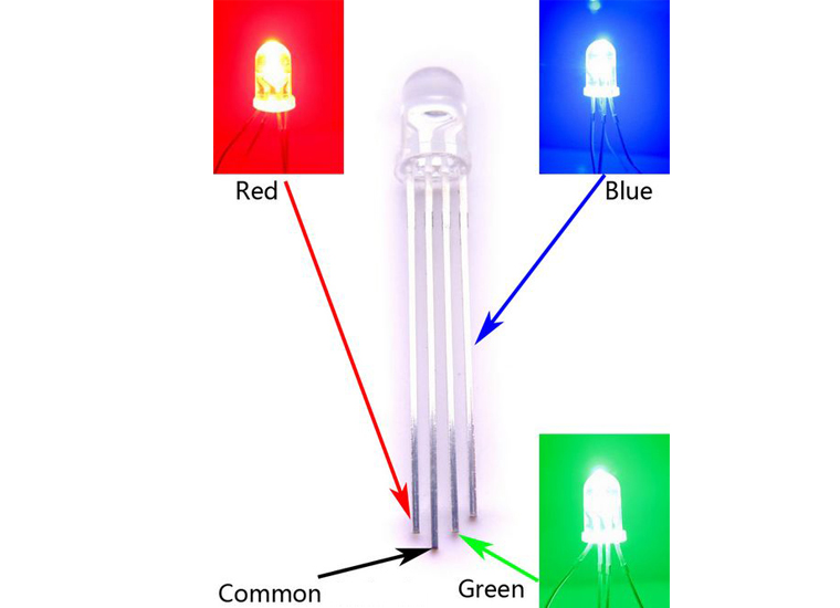 5mm Triple Output LED RGB - Common Cathode(5Pcs)