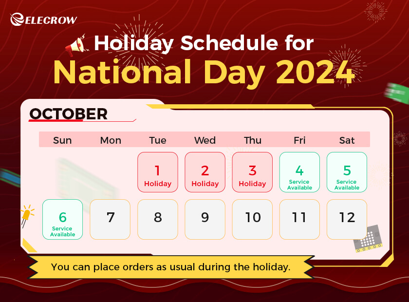 Holiday Schedule for National Day 2024