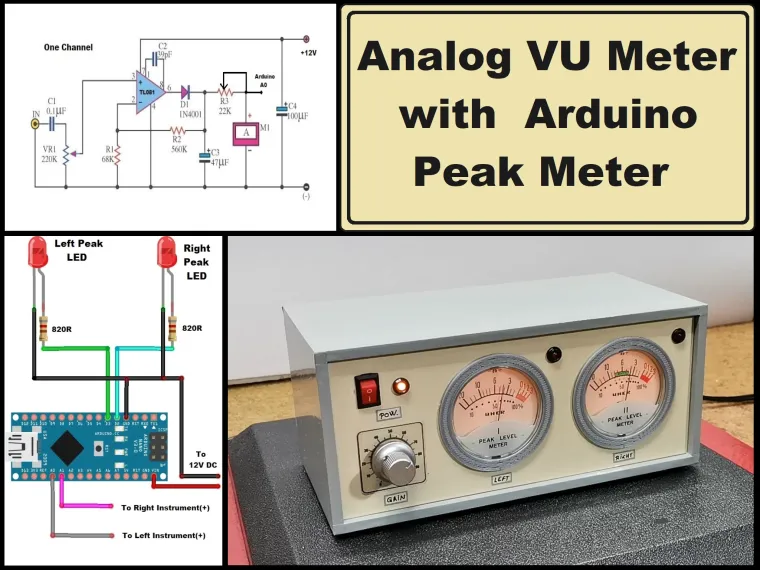 DIY Analog VU meter with Arduino peak meter