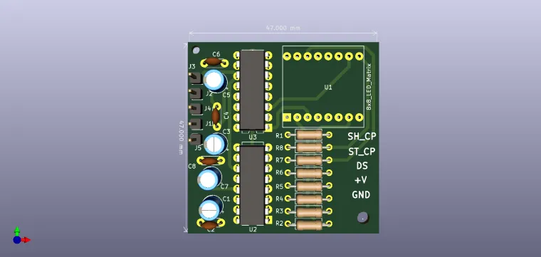 8x8 LED Matrix Circuit using 74HC595