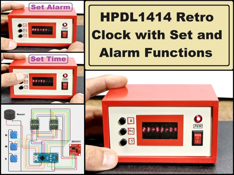 Arduino HPDL1414 Retro Clock with Set and Alarm Functions