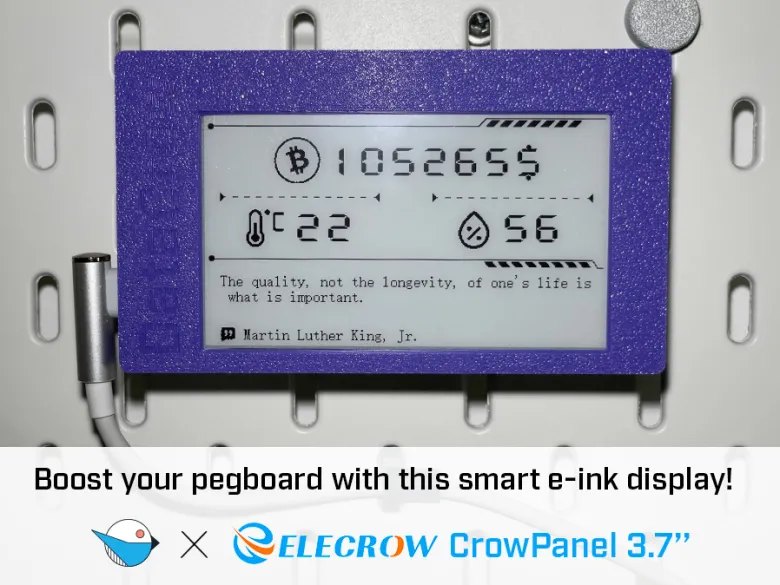 CrowPanel 3.7'': a connected e-ink display for your pegboard