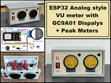 ESP32 Analog style VU meter with GC9A01 Round Dispalys + Pea