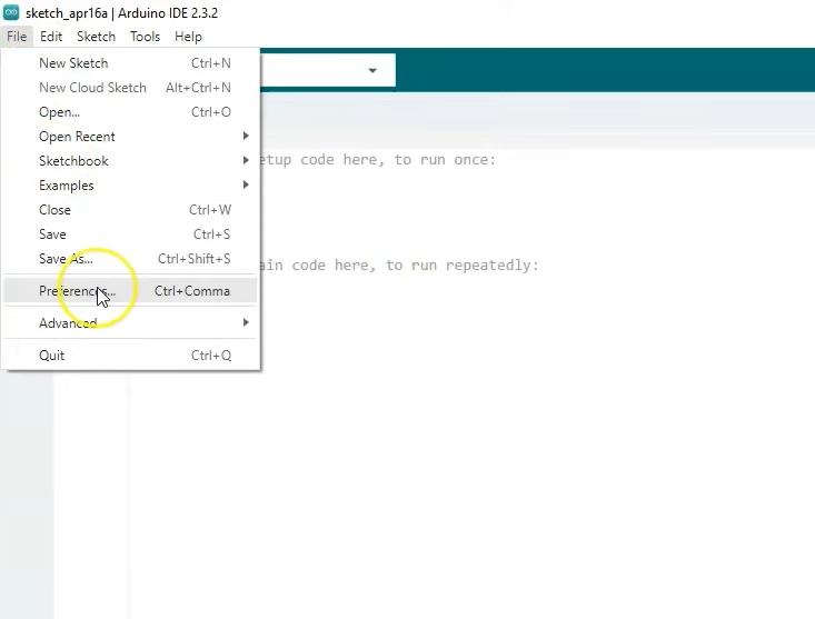 arduino ide preference