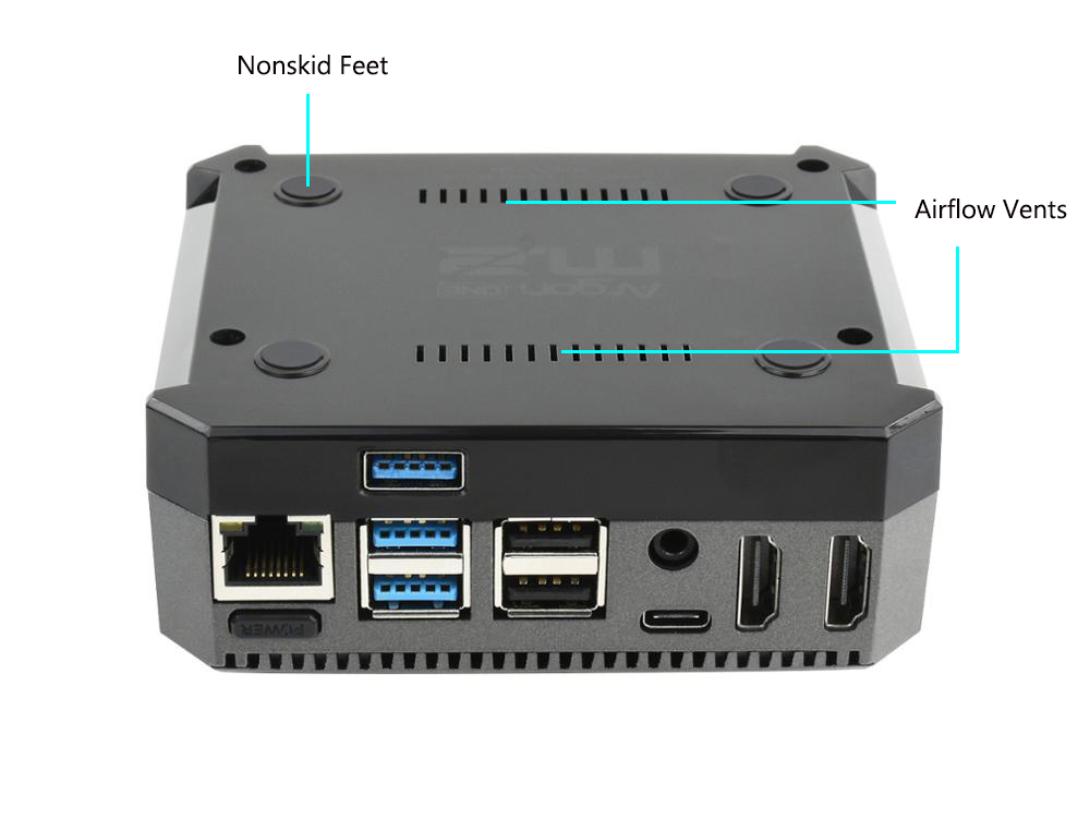 Raspberry Pi 4 Argon One case with proper bottom design