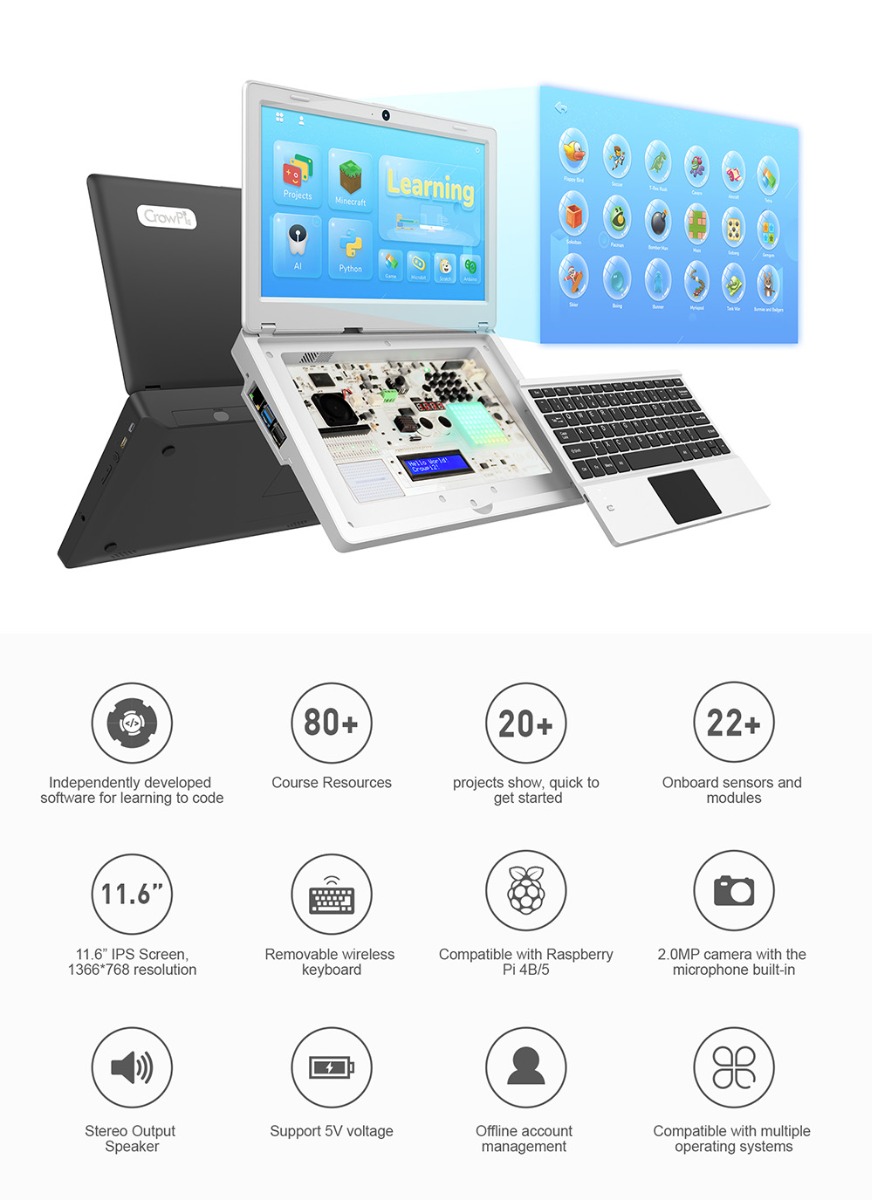 Crowpi 2-All in one Raspberry Pi Laptop