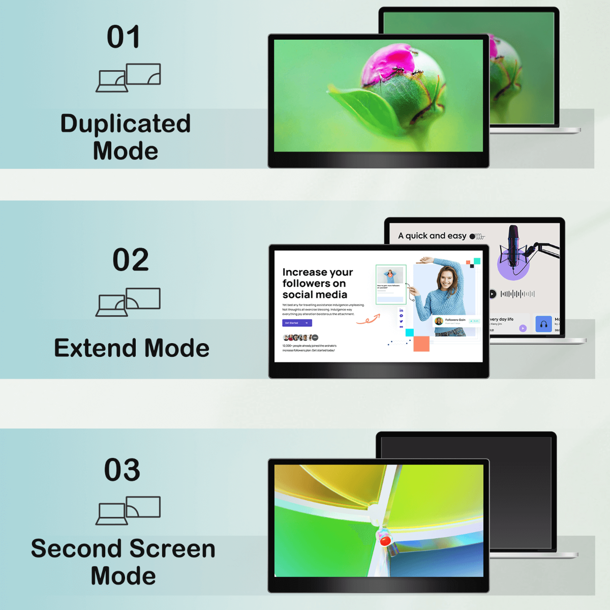 15.6 inch portable monitor support multiple display modes