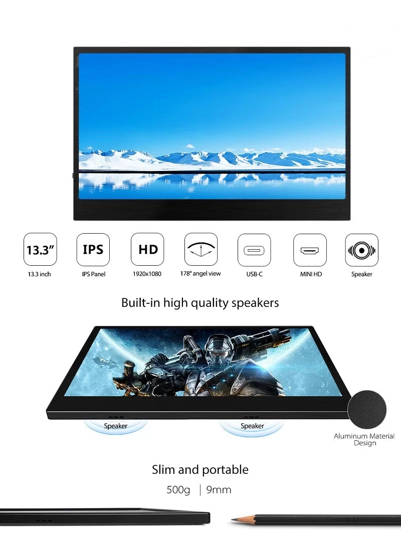 13.3inch portable monitor features