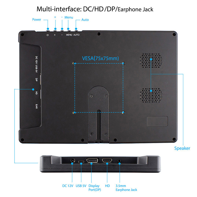 10.1 inch portable monitor interface overview