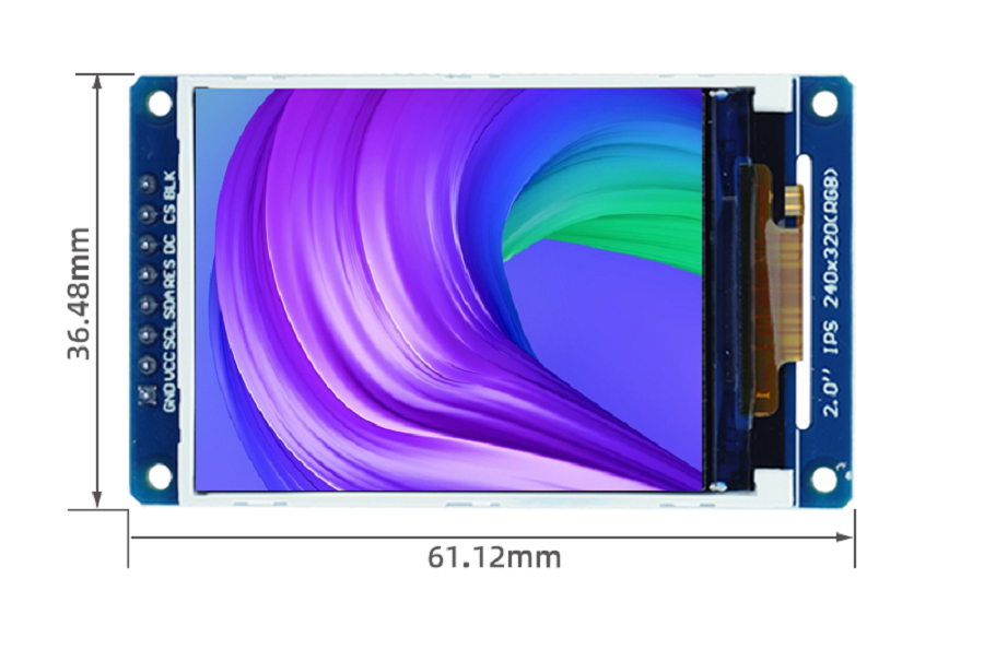 2.0 inch display dismension