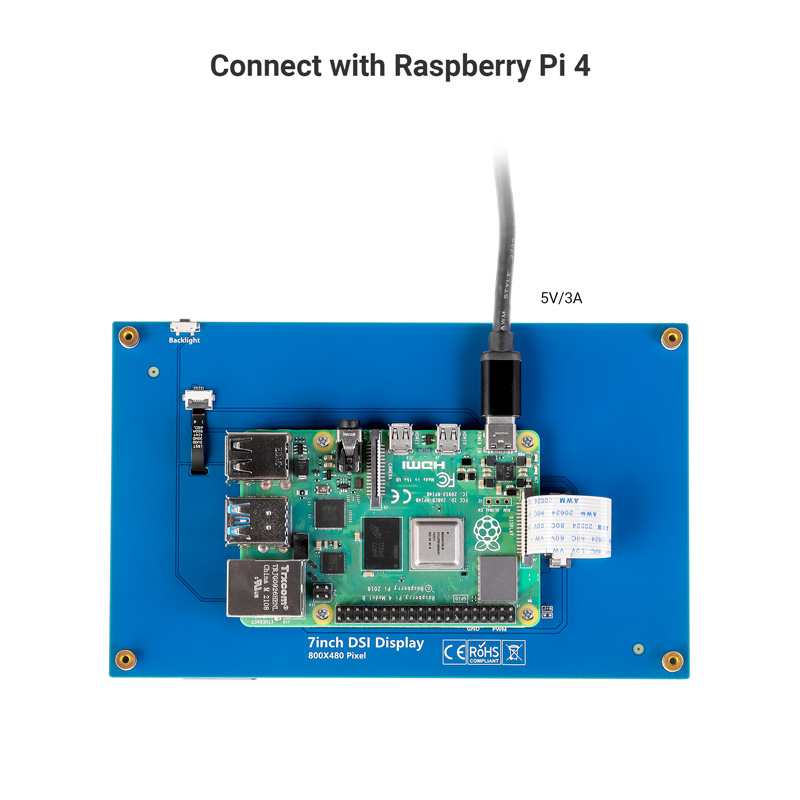 7 inch touchscreen display connect with Raspberry Pi 