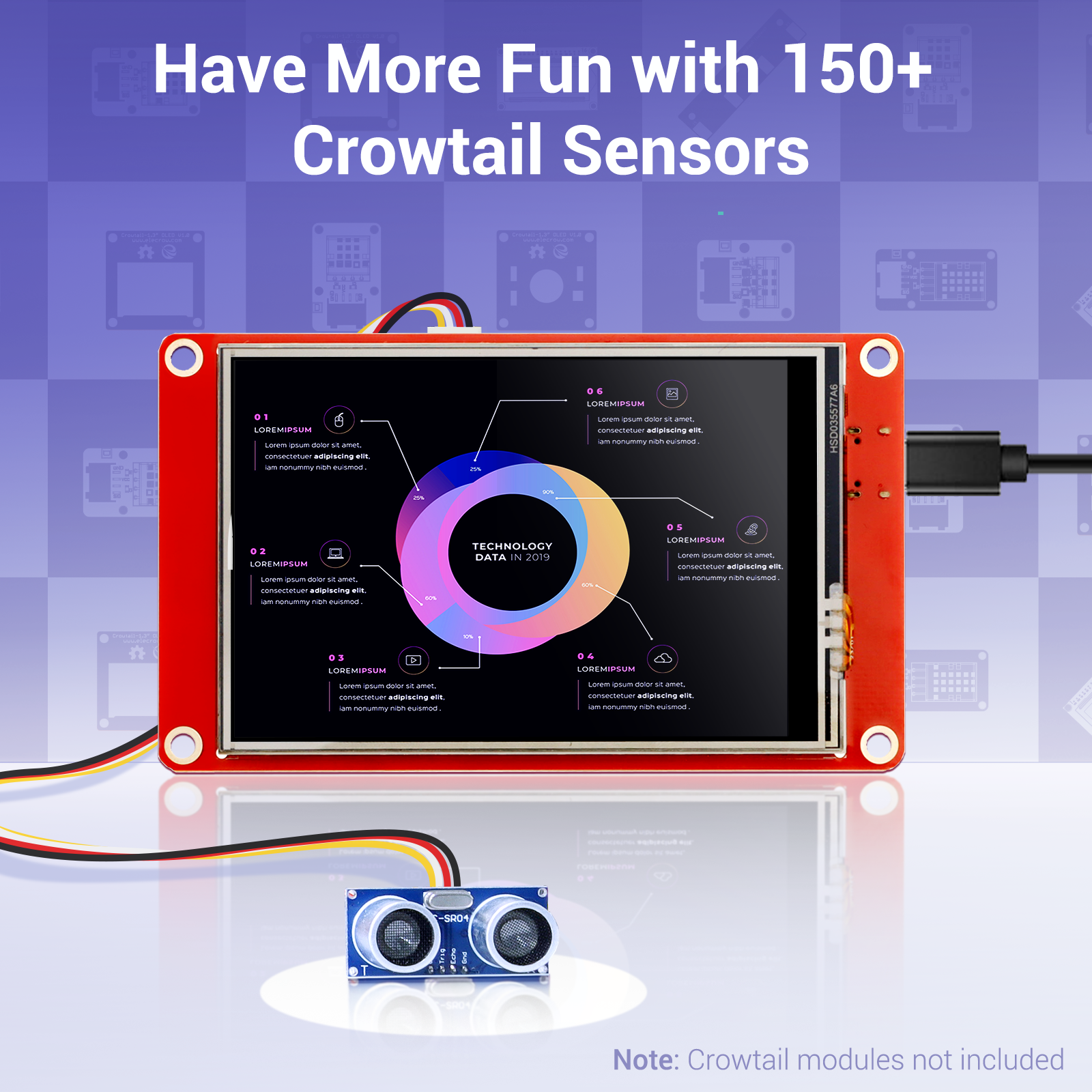 3.5 inch display Connect with Crowtail sensors.