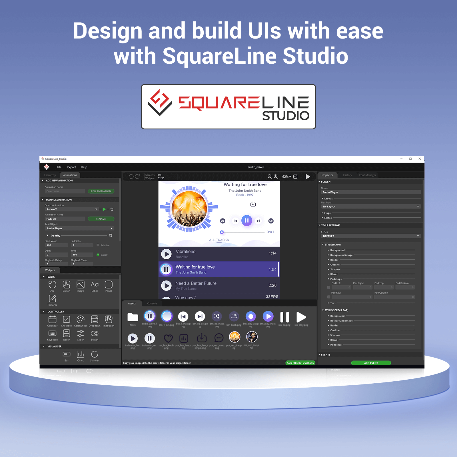 ESP32 HMI display support suqareline studio