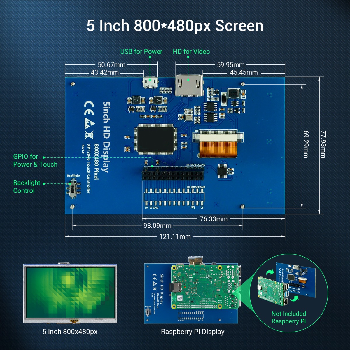5 inch Raspberry Pi screen size