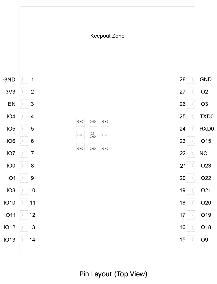 Pin Layout of ESP32-C6 module