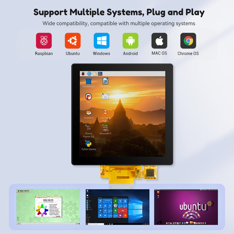 4inch IPS display support multiple systems, plug and play