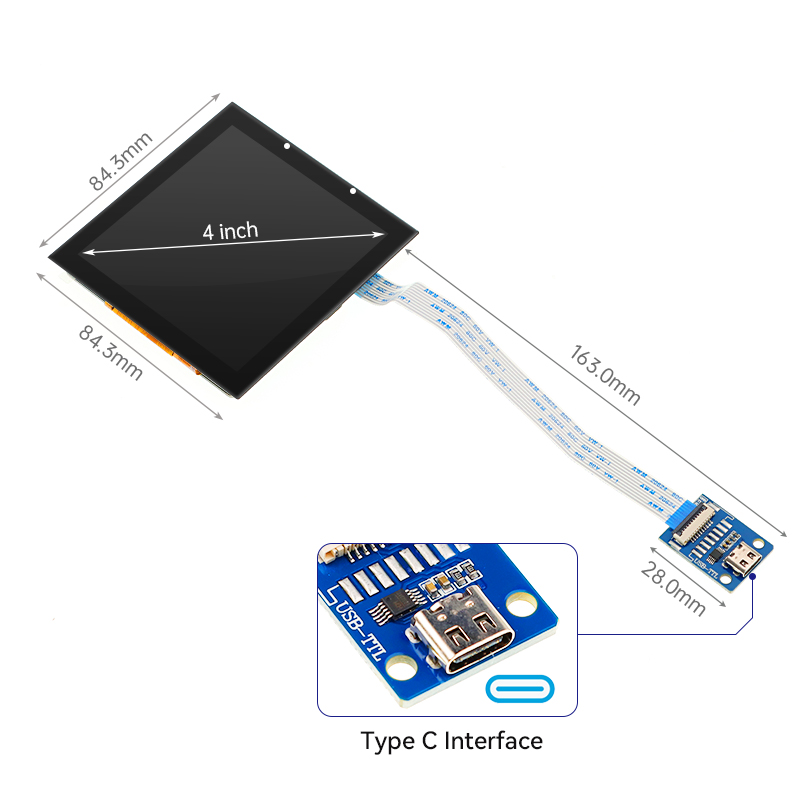 4 inch square ESP32 display dimension