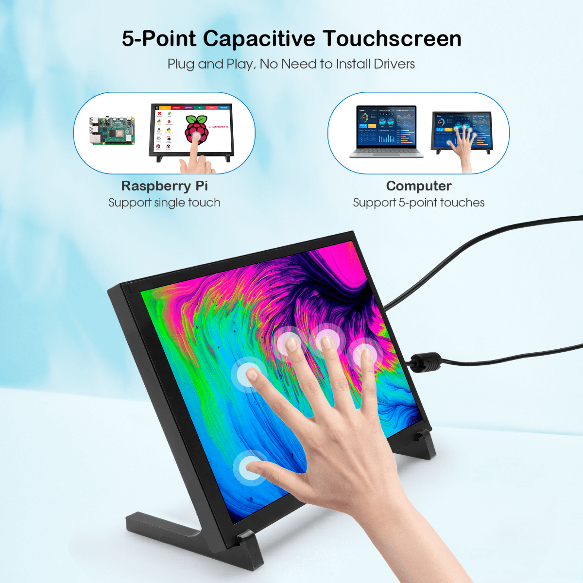 5-Point Capacitive Touchscreen monitor