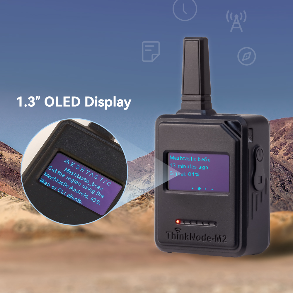 Thinknode-M2 transceiver device with 1.3" OLED display