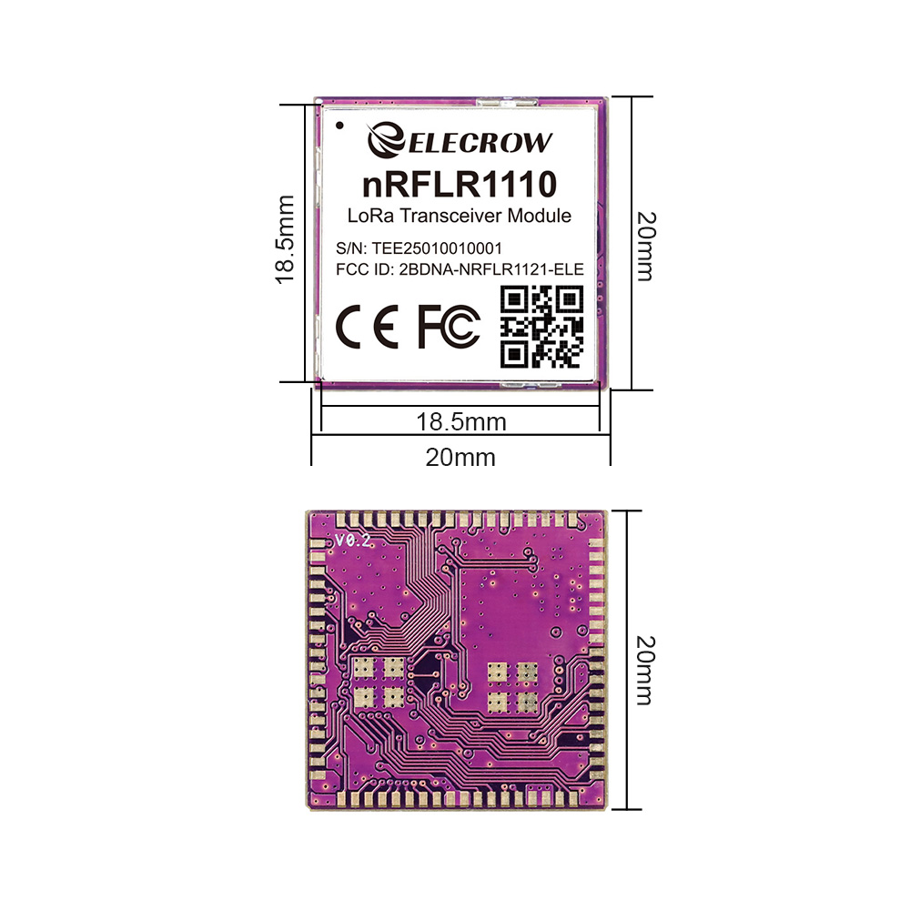 dimension of nRFLR1110 Transceiver Module