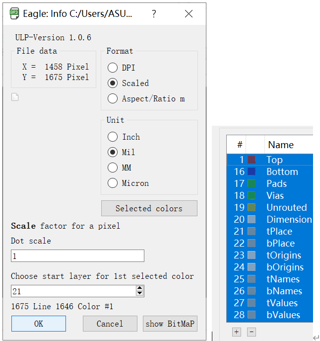 eagle: select display color