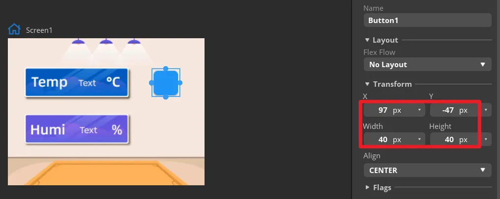 Adjust ON Button Size and Position