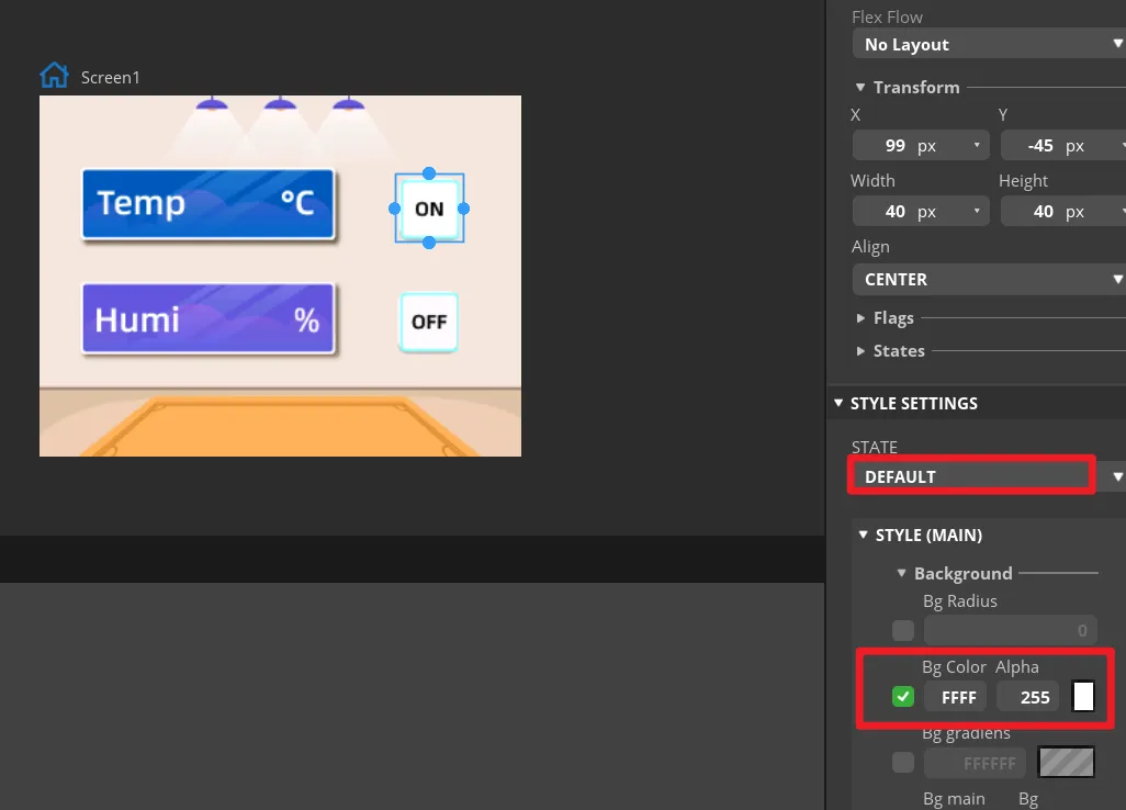 Check the button default state