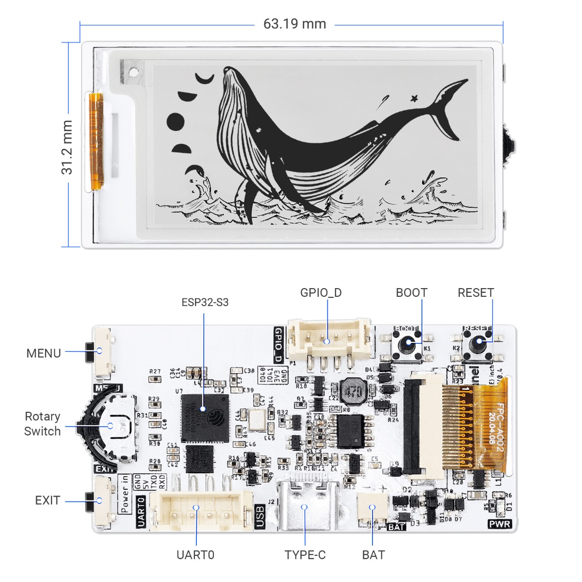 hardware_overview_of_2.13inch_HMI_E_Paper_display